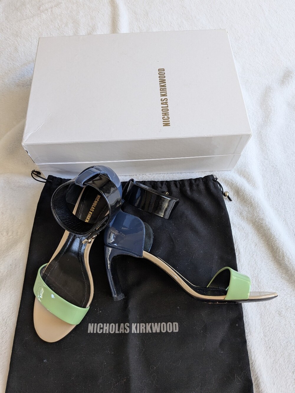 Nicholas Kirkwood Colorblock Patent Leather Summer Heels